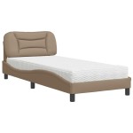 vidaXL Pat cu saltea, cappuccino, 90x200 cm piele ecologică vidaXL Pat cu saltea, cappuccino, 90x200 cm piele ecologică