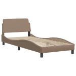 vidaXL Pat cu saltea, cappuccino, 90x200 cm piele ecologică vidaXL Pat cu saltea, cappuccino, 90x200 cm piele ecologică