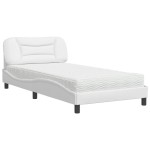 vidaXL Pat cu saltea, alb, 100x200 cm, piele ecologică vidaXL Pat cu saltea, alb, 100x200 cm, piele ecologică