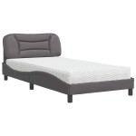vidaXL Pat cu saltea, gri, 100x200 cm, piele ecologică vidaXL Pat cu saltea, gri, 100x200 cm, piele ecologică