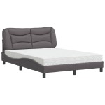 vidaXL Pat cu saltea, gri, 120x200 cm, piele ecologică vidaXL Pat cu saltea, gri, 120x200 cm, piele ecologică