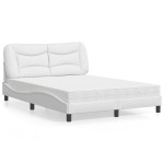 vidaXL Pat cu saltea, alb, 140x190 cm, piele ecologică vidaXL Pat cu saltea, alb, 140x190 cm, piele ecologică