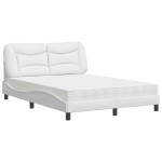 vidaXL Pat cu saltea, alb, 140x200 cm, piele ecologică vidaXL Pat cu saltea, alb, 140x200 cm, piele ecologică