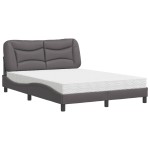 vidaXL Pat cu saltea, gri, 140x200 cm, piele ecologică vidaXL Pat cu saltea, gri, 140x200 cm, piele ecologică