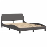 vidaXL Pat cu saltea, gri, 140x200 cm, piele ecologică vidaXL Pat cu saltea, gri, 140x200 cm, piele ecologică
