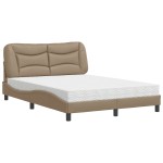 vidaXL Pat cu saltea, cappuccino, 140x200cm piele ecologică