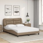 vidaXL Pat cu saltea, cappuccino, 140x200cm piele ecologică