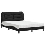 vidaXL Pat cu saltea, negru și alb, 140x200 cm, piele ecologică
