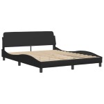 vidaXL Pat cu saltea, negru, 160x200 cm, piele ecologică