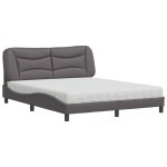 vidaXL Pat cu saltea, gri, 160x200 cm, piele ecologică vidaXL Pat cu saltea, gri, 160x200 cm, piele ecologică