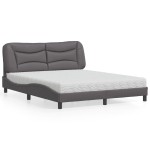 vidaXL Pat cu saltea, gri, 160x200 cm, piele ecologică vidaXL Pat cu saltea, gri, 160x200 cm, piele ecologică