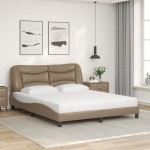 vidaXL Pat cu saltea, cappuccino, 160x200cm piele ecologică