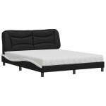 vidaXL Pat cu saltea, negru și alb, 160x200 cm, piele ecologică vidaXL Pat cu saltea, negru și alb, 160x200 cm, piele ecologică