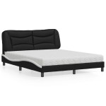 vidaXL Pat cu saltea, negru și alb, 160x200 cm, piele ecologică vidaXL Pat cu saltea, negru și alb, 160x200 cm, piele ecologică
