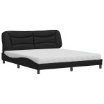 vidaXL Pat cu saltea, negru, 180x200 cm, piele ecologică