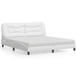 vidaXL Pat cu saltea, alb, 180x200 cm, piele ecologică vidaXL Pat cu saltea, alb, 180x200 cm, piele ecologică