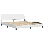 vidaXL Pat cu saltea, alb, 180x200 cm, piele ecologică vidaXL Pat cu saltea, alb, 180x200 cm, piele ecologică