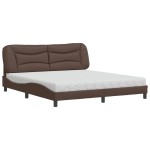 vidaXL Pat cu saltea, maro, 180x200 cm, piele ecologică vidaXL Pat cu saltea, maro, 180x200 cm, piele ecologică