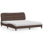 vidaXL Pat cu saltea, maro, 180x200 cm, piele ecologică vidaXL Pat cu saltea, maro, 180x200 cm, piele ecologică