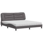 vidaXL Pat cu saltea, gri, 180x200 cm, piele ecologică vidaXL Pat cu saltea, gri, 180x200 cm, piele ecologică