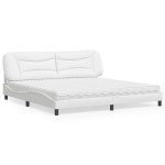 vidaXL Pat cu saltea, alb, 200x200 cm, piele ecologică vidaXL Pat cu saltea, alb, 200x200 cm, piele ecologică