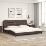vidaXL Pat cu saltea, maro, 200x200 cm, piele ecologică