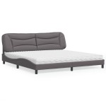 vidaXL Pat cu saltea, gri, 200x200 cm, piele ecologică vidaXL Pat cu saltea, gri, 200x200 cm, piele ecologică