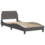 vidaXL Pat cu saltea, gri, 80x200 cm, piele ecologică vidaXL Pat cu saltea, gri, 80x200 cm, piele ecologică