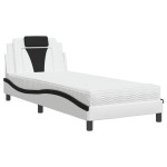 vidaXL Pat cu saltea, alb și negru, 80x200 cm, piele ecologică vidaXL Pat cu saltea, alb și negru, 80x200 cm, piele ecologică