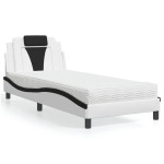 vidaXL Pat cu saltea, alb și negru, 80x200 cm, piele ecologică vidaXL Pat cu saltea, alb și negru, 80x200 cm, piele ecologică