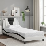 vidaXL Pat cu saltea, alb și negru, 80x200 cm, piele ecologică vidaXL Pat cu saltea, alb și negru, 80x200 cm, piele ecologică