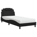 vidaXL Pat, Viana, cu saltea, negru, 90x190 cm, piele ecologică