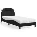 vidaXL Pat, Viana, cu saltea, negru, 90x190 cm, piele ecologică