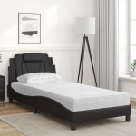 vidaXL Pat, Viana, cu saltea, negru, 90x190 cm, piele ecologică