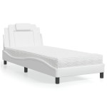 vidaXL Pat cu saltea, alb, 90x190 cm, piele ecologică