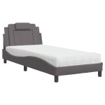 vidaXL Pat cu saltea, gri, 90x190 cm, piele ecologică vidaXL Pat cu saltea, gri, 90x190 cm, piele ecologică