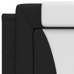 vidaXL Pat cu saltea, negru și alb, 90x190 cm, piele ecologică