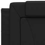 vidaXL Pat cu saltea, negru, 90x200 cm, piele ecologică