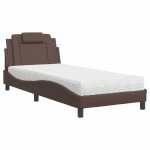 vidaXL Pat cu saltea, maro, 90x200 cm, piele ecologică