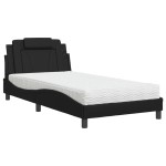 vidaXL Pat cu saltea, negru, 100x200 cm, piele ecologică
