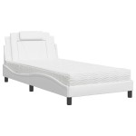 vidaXL Pat cu saltea, alb, 100x200 cm, piele ecologică vidaXL Pat cu saltea, alb, 100x200 cm, piele ecologică