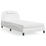 vidaXL Pat cu saltea, alb, 100x200 cm, piele ecologică vidaXL Pat cu saltea, alb, 100x200 cm, piele ecologică