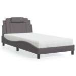 vidaXL Pat cu saltea, gri, 100x200 cm, piele ecologică vidaXL Pat cu saltea, gri, 100x200 cm, piele ecologică
