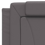 vidaXL Pat cu saltea, gri, 100x200 cm, piele ecologică vidaXL Pat cu saltea, gri, 100x200 cm, piele ecologică