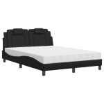 vidaXL Pat cu saltea, negru, 120x200 cm, piele ecologică