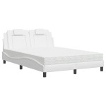 vidaXL Pat cu saltea, alb, 120x200 cm, piele ecologică vidaXL Pat cu saltea, alb, 120x200 cm, piele ecologică