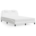vidaXL Pat cu saltea, alb, 120x200 cm, piele ecologică vidaXL Pat cu saltea, alb, 120x200 cm, piele ecologică