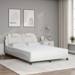 vidaXL Pat cu saltea, alb, 120x200 cm, piele ecologică vidaXL Pat cu saltea, alb, 120x200 cm, piele ecologică