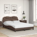 vidaXL Pat cu saltea, maro, 120x200 cm, piele ecologică vidaXL Pat cu saltea, maro, 120x200 cm, piele ecologică