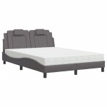 vidaXL Pat cu saltea, gri, 120x200 cm, piele ecologică vidaXL Pat cu saltea, gri, 120x200 cm, piele ecologică